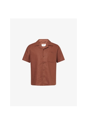 Mens Percival Short-Sleeve Cuban-Collar Linen Shirt