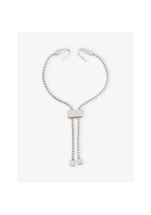 Mens Poubel Single Charm Rhodium-Plated Sterling Silver Bracelet