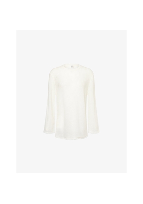Womens Toteme Long Open-Weave Mohair and Wool-Blend Knitted Jumper