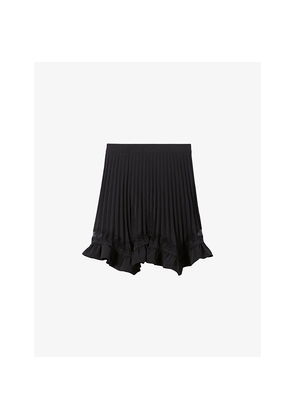 Womens Claudie Pierlot Pleated Lace-Trim Woven Mini Skirt