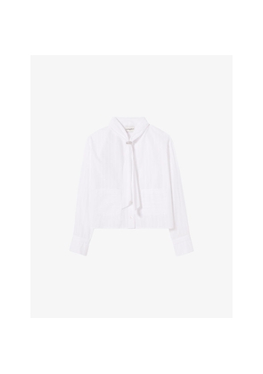 Womens Claudie Pierlot Striped Tie-Neck Cotton Shirt