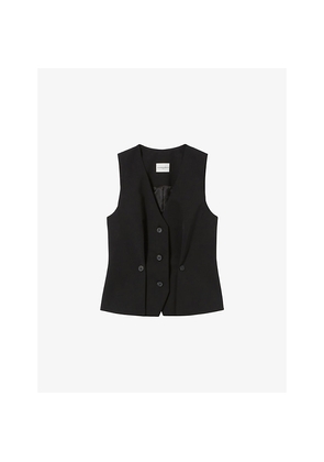 Womens Claudie Pierlot V-Neck Sleeveless Woven Waistcoat
