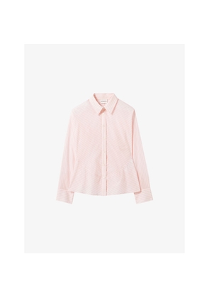 Womens Claudie Pierlot Striped Batwing-Sleeved Cotton-Blend Shirt