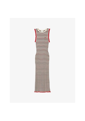Womens Claudie Pierlot Striped Ribbed Knitted Midi Dress