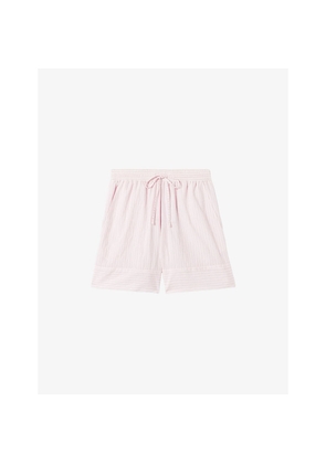 Womens Claudie Pierlot Striped Drawstring-Waist Cotton-Blend Shorts