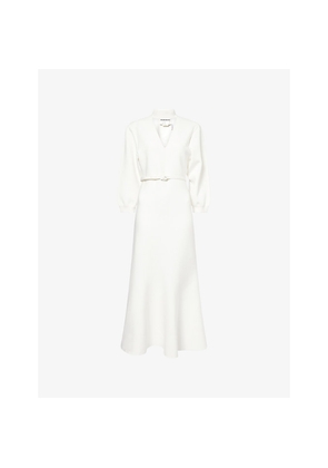 Womens Roland Mouret Belted Flared-Hem Knitted Midi Dress