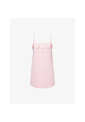 Womens Self Portrait 3D Sequin Flower Crepe Mini Dress