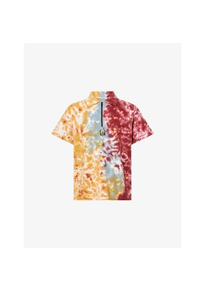 Mens Braindead Tie-Dyed Quarter-Zip Cotton Polo Top