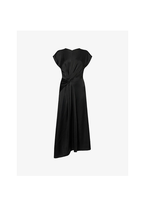 Womens Victoria Beckham Twist-Waist Short-Sleeve Satin Gown