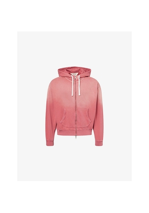 Mens Braindead Padded-Elbow Zip-Up Cotton Hoody