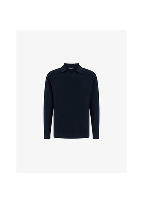 Mens Boggi Long-Sleeved Knitted Cotton-Blend Polo Shirt