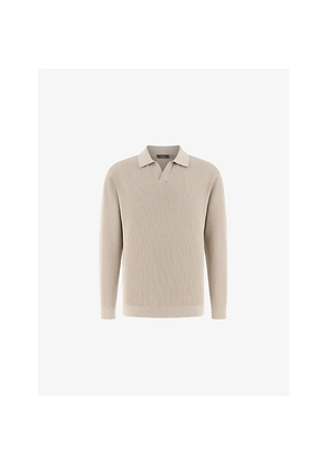 Mens Boggi Long-Sleeved Knitted Cotton-Blend Polo Shirt