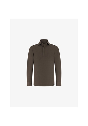 Mens Boggi Long-Sleeved Cotton-Blend Polo Shirt