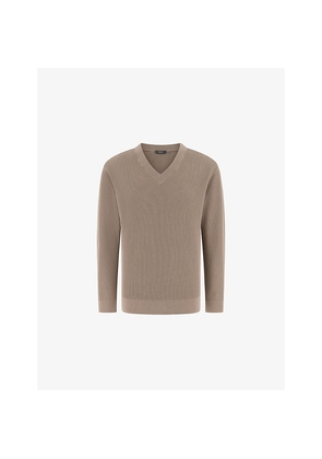 Mens Boggi V-Neck Knitted Cotton-Blend Jumper