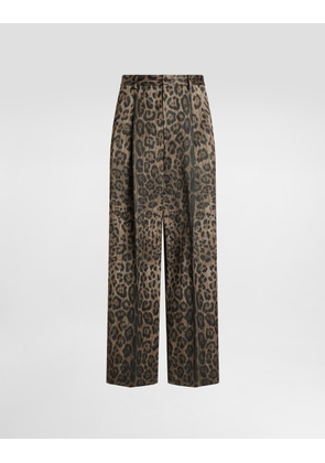 Dolce & Gabbana Leopard-print Jacquard Trousers - Man Pants And Shorts Animal Print 48