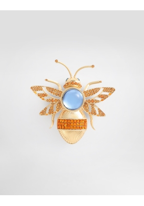 Dolce & Gabbana Bee-shaped Brooch With Rhinestones - Man Bijoux Orange Metal Onesize