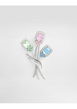 Dolce & Gabbana Sartoria Floral Brooch With Rhinestones - Man Bijoux Multi-colored Metal Onesize