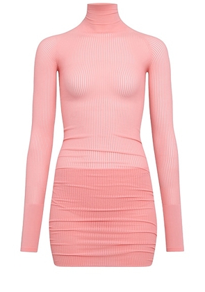 ALAÃA Long Sleeve Mini Dress in Fard - Pink. Size 36 (also in ).