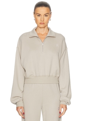 Eterne Cropped Half Zip Sweatshirt in Dove - Neutral. Size XS (also in ).