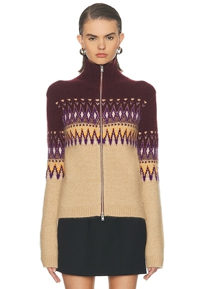 Acne Studios Kordica Nordic Shrunken Sweater in Orange & Purple - Burgundy,Tan. Size L (also in M).