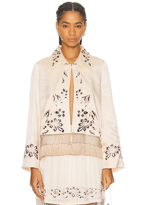 BODE Phantasm Fringe Jacket in Ecru - Ivory. Size XS (also in ).