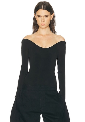 ALAÃA Curved Bodysuit in Noir Alaia - Black. Size 38 (also in ).