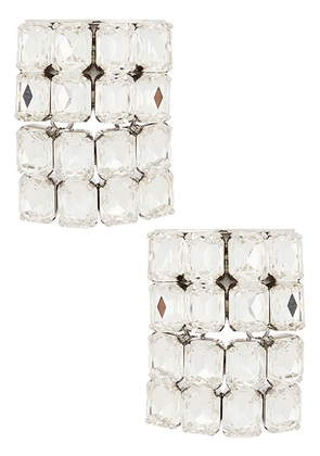 AREA Crystal Pave Earrings in Clear Crystal & Silver - Metallic Silver. Size all.