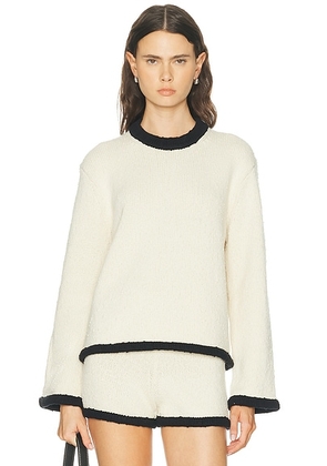 By Malene Birger Siena Sweater in Black & White Color Block - Cream. Size L (also in M).