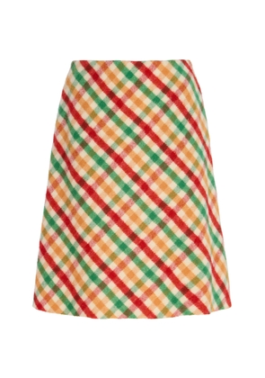 Miu Miu Checked Wool-Blend Midi Skirt - Moda Operandi
