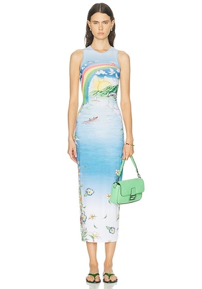 Casablanca Aloha Midi Tank Dress in Multi - Blue. Size L (also in M, S).