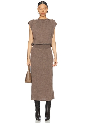 SIMKHAI Xion Draped Cape Dress in Mocha Melange - Brown. Size M (also in ).