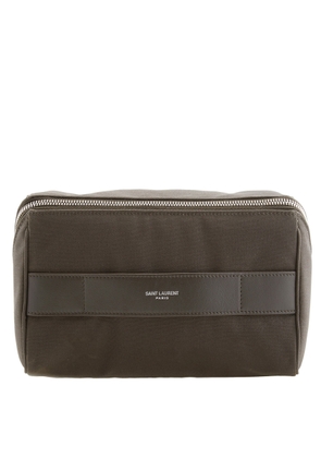 Saint Laurent Paris Olive Cotton Toiletry Pouch