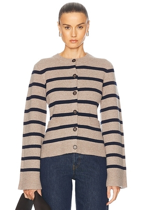 Jenni Kayne Cooper Cardigan in Taupe & Navy Stripe - Taupe. Size XL (also in ).