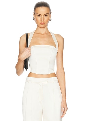 Fleur du mal Satin Halter Corset Top in Vanilla - Ivory. Size 8 (also in ).