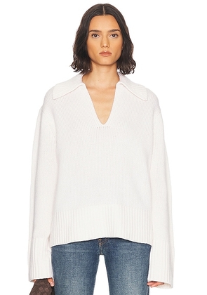 Jenni Kayne Cashmere Phoebe Polo Sweater in Ivory - Ivory. Size L (also in S, M).