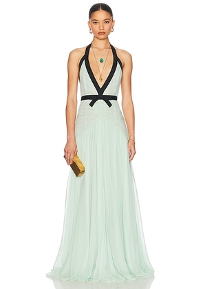 Helsa The Siren Dress in Silk Chiffon in Mint & Black - Mint. Size M (also in ).