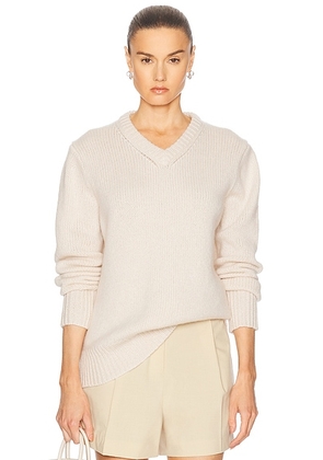 Jenni Kayne Cashmere Kate V Neck Sweater in Ivory - Ivory. Size L (also in XS, S, M).