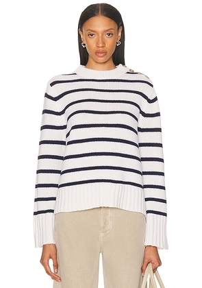 Jenni Kayne Grace Crewneck Sweater in Navy Stripe - Navy. Size L (also in S, M, XL).
