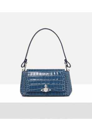 Vivienne Westwood Hazel Medium Handbag Emboss Croc Leather Blue