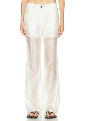 Helmut Lang Sheer Bootcut Pant in Soft White - White. Size 0 (also in 2, 4, 6).