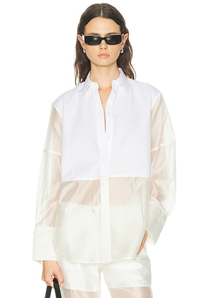Helmut Lang Combo Long Sleeve Shirt in White & Soft White - White. Size L (also in M, S, XS).