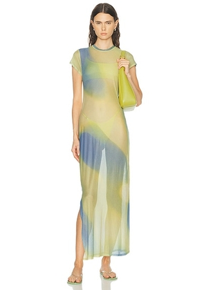 SIMKHAI Fia Midi Dress in Golden Hour Twilight - Yellow,Blue. Size L (also in XS, S, M).