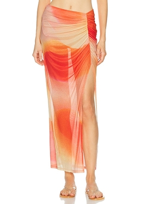 SIMKHAI Kensingten Skirt in Golden Hour Sunset - Orange,Yellow. Size L (also in M, S, XS).