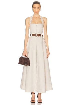 NICHOLAS Anastasia Utility Halter Neck Midi Dress in Oat - Neutral. Size 6 (also in ).