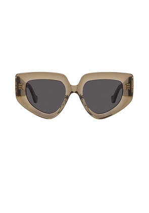 Loewe Anagram Sunglasses in Shiny Opaline Khaki & Smoke - Brown. Size all.