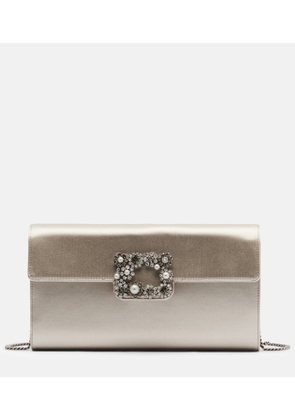 Roger Vivier Envelope embellished satin clutch