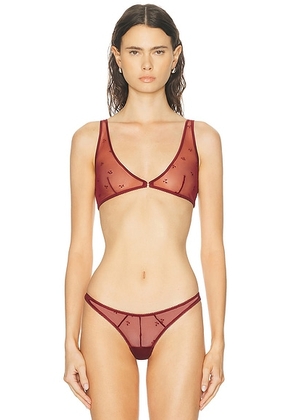 Kiki de Montparnasse Cerise Embroidery Scoop Neck Bra in Ruby - Wine. Size L (also in XS, S, M).
