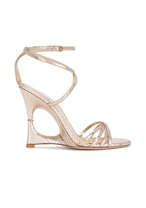 TOM FORD Paradis Stamped Python Strappy Sandal in Champagne - Metallic Neutral. Size 41 (also in ).