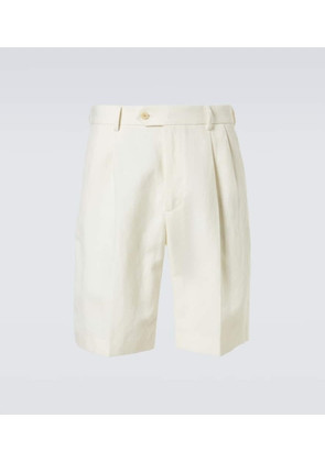 Auralee Pleated wool, cotton, and linen shorts