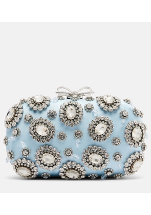 Self-Portrait Crystal-embellished satin clutch
